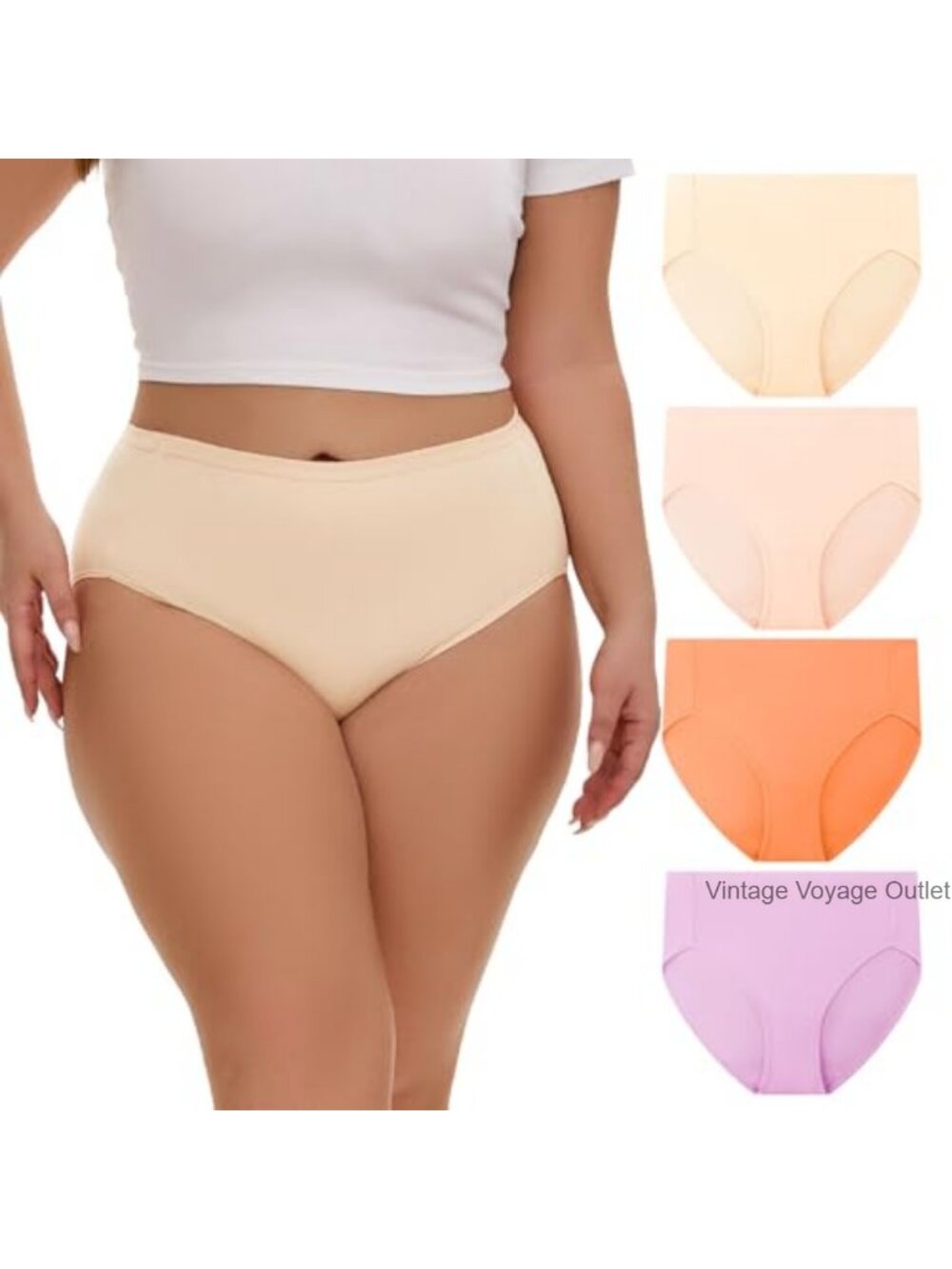 Women's Plus Size High Waisted Bikini Briefs Cotton Underwear 4-Pack